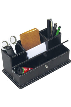 Genuine leather desktop organizer