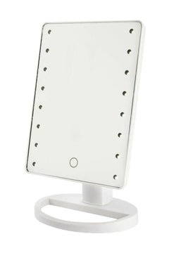 LED Lighted Vanity Mirror with Touch Control and Storage Tray – Battery Powered
