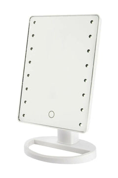 16 LED lighted vanity mirror with adjustable brightness and storage tray