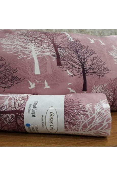 Life Pink Tree 160x200 Double Elastic Bed Sheet + 2 Pillow Cases - Swordslife