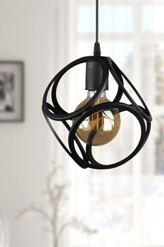Black Single Chandelier with Metal Finish and Electrostatic Paint - Ready to Hang