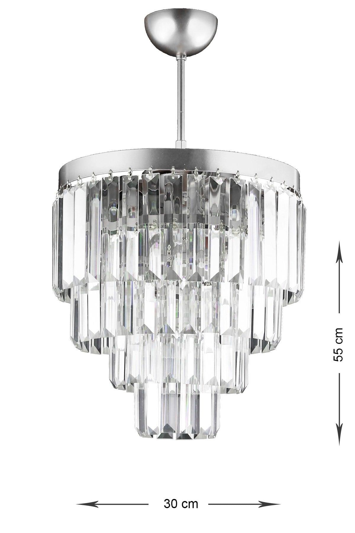 Linsa 30 Cm Crystal Glass Stone Luxury Chandelier - (Silver Gilding) - Swordslife