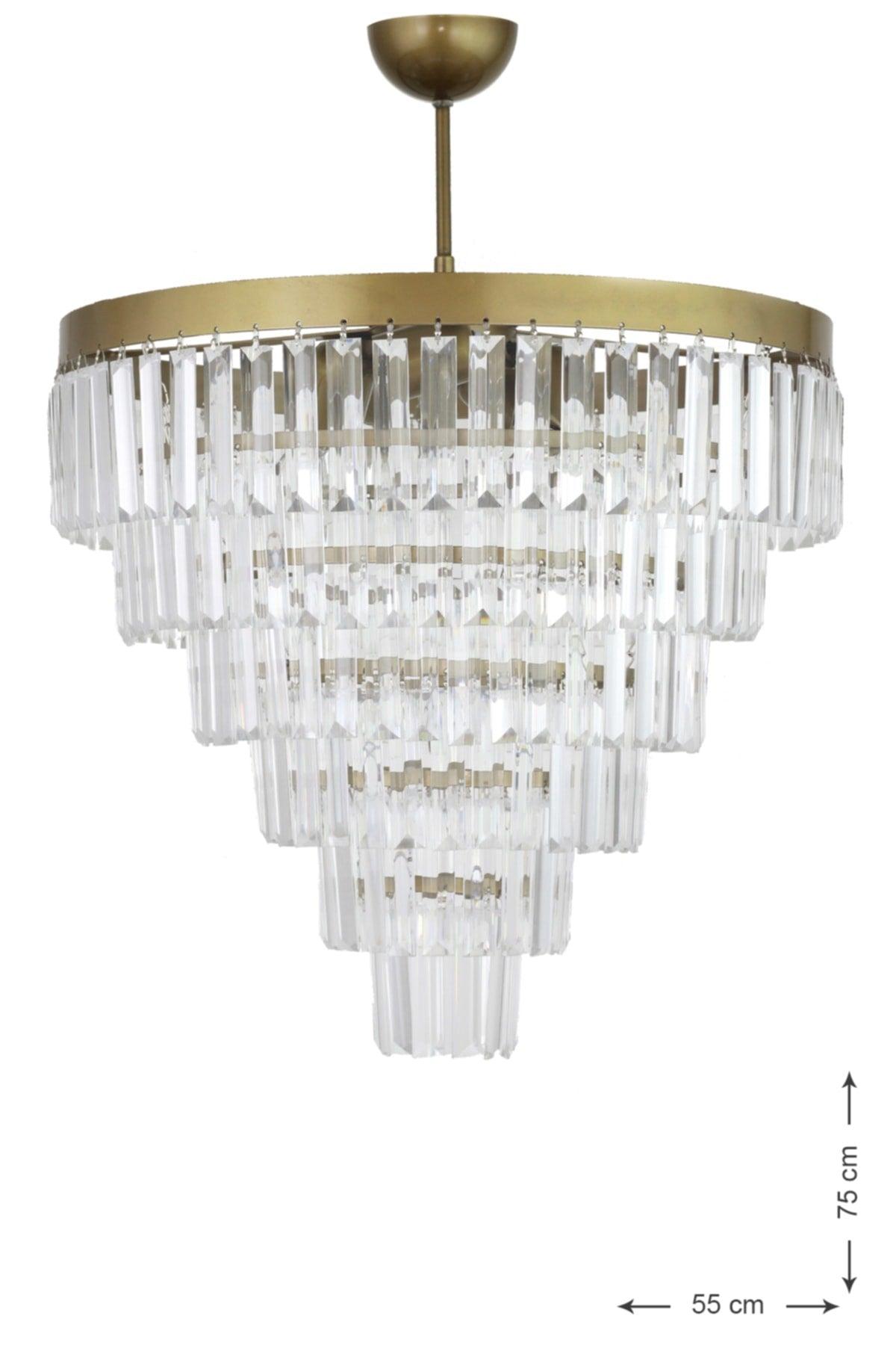 Linsa 55 cm Luxury Chandelier with Crystal Glass Stone - (Tumbled Color) - Swordslife