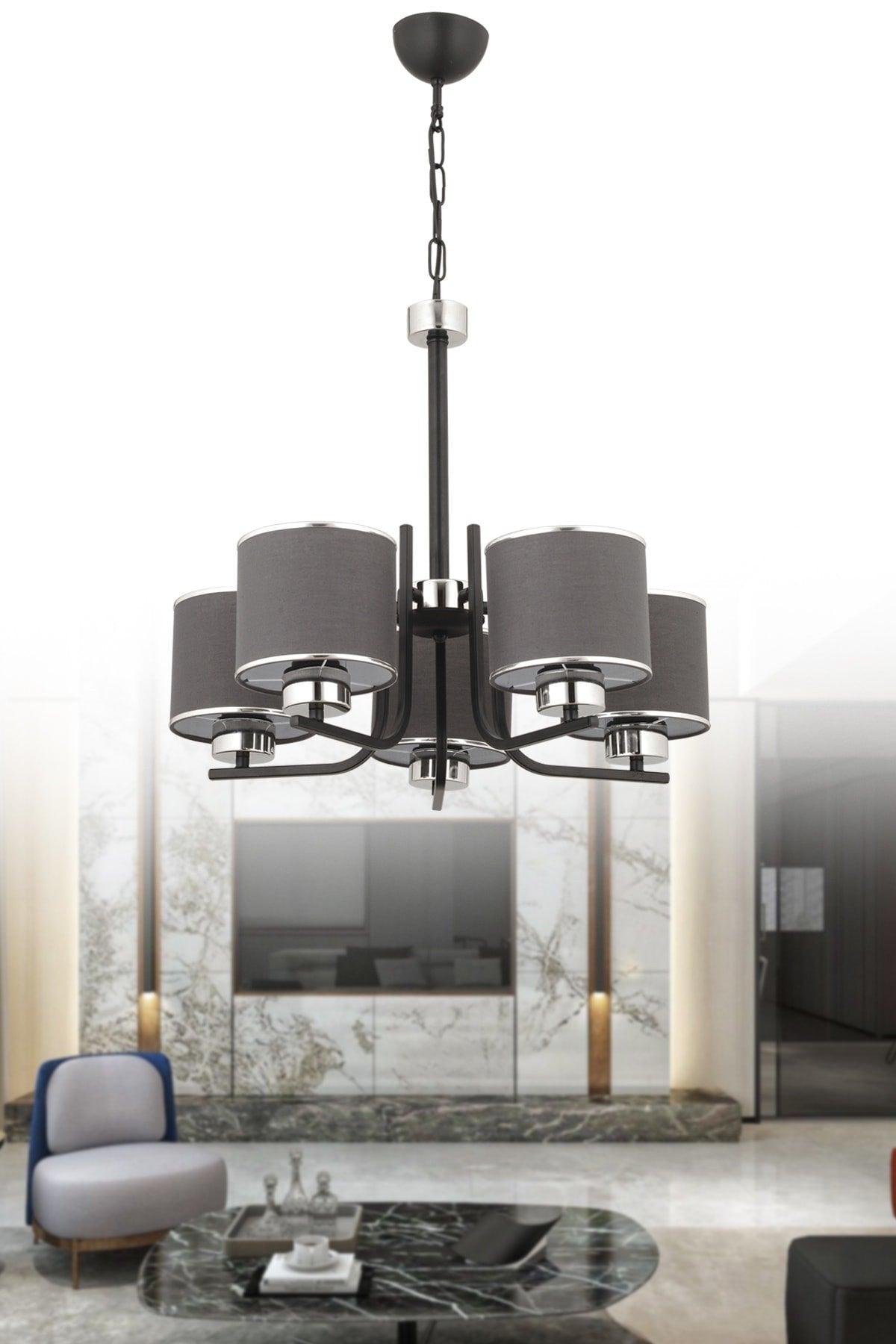 Lisbon 5 Li Anthracite Pendant Lamp Chandelier - Swordslife