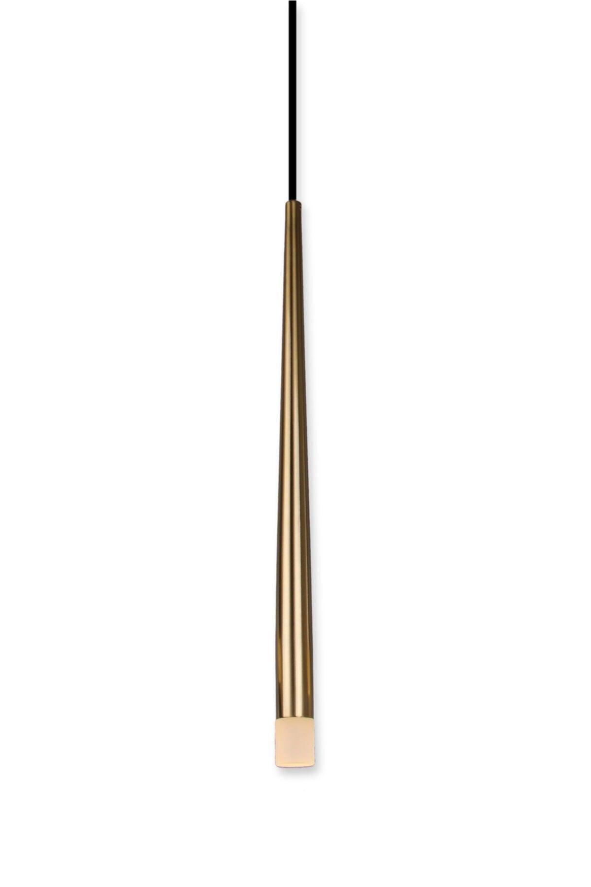 Long Led Honey Color Coated Single Led Pendant Lamp - Swordslife