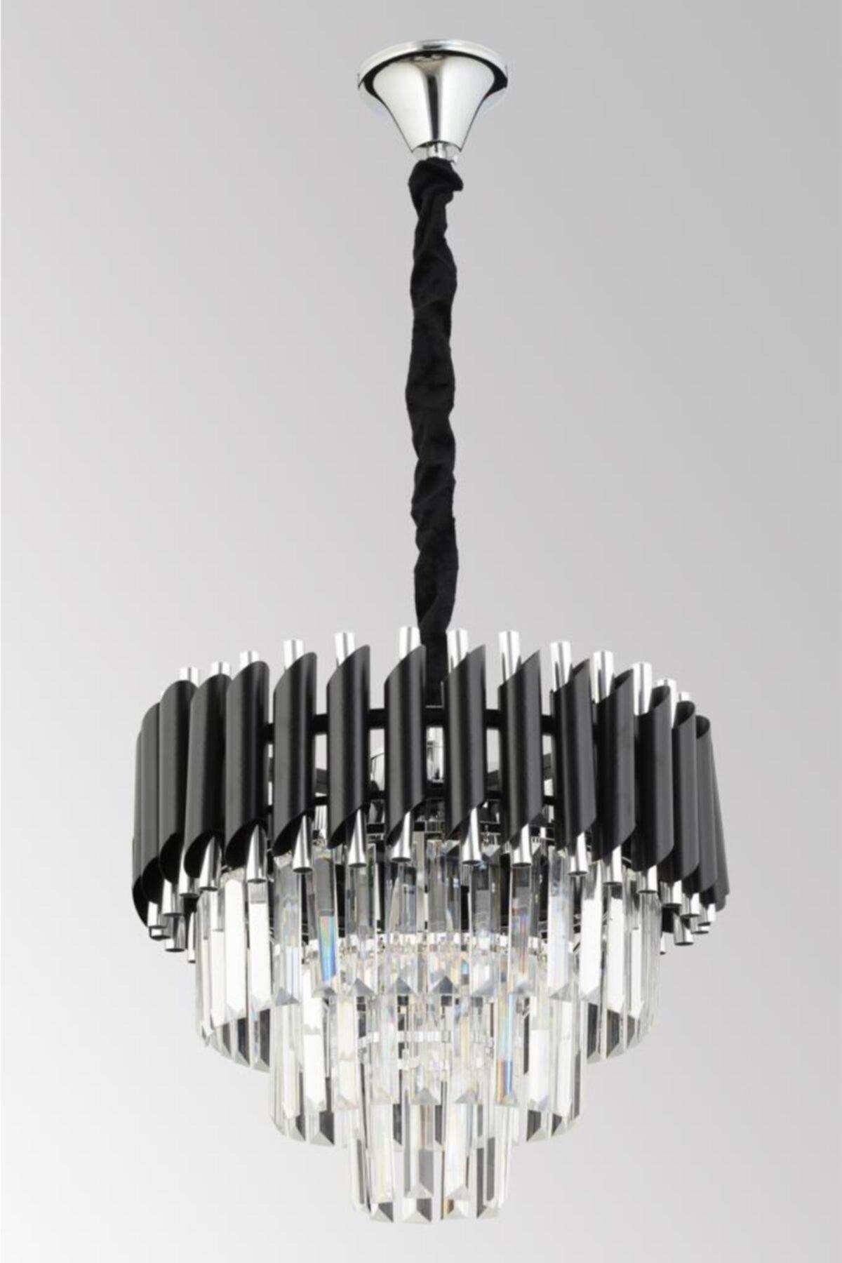 Luna 40' Black-Silver Luxury Crystal Stone Chandelier - Swordslife