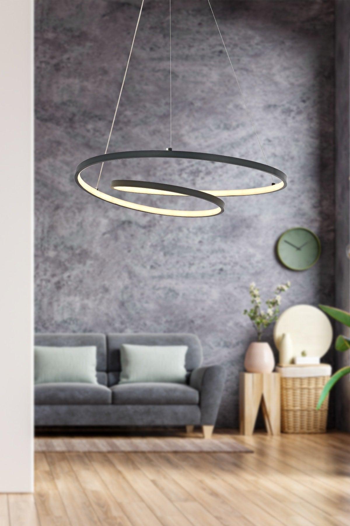 Lundra Pendant Lamp Led Chandelier Anthracite Color - Swordslife