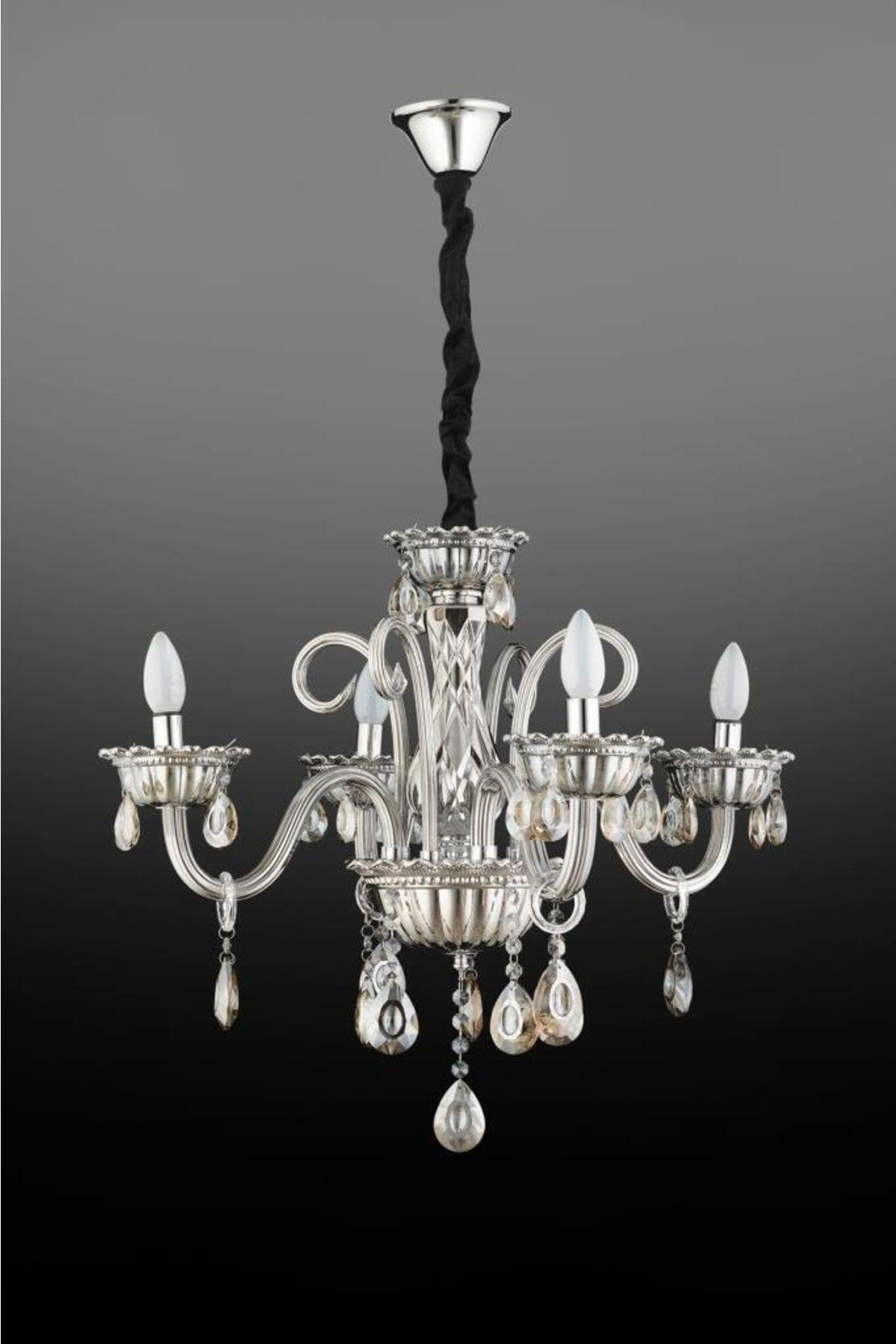 Lux Glass Arm 4 Smoked Chandelier - Swordslife