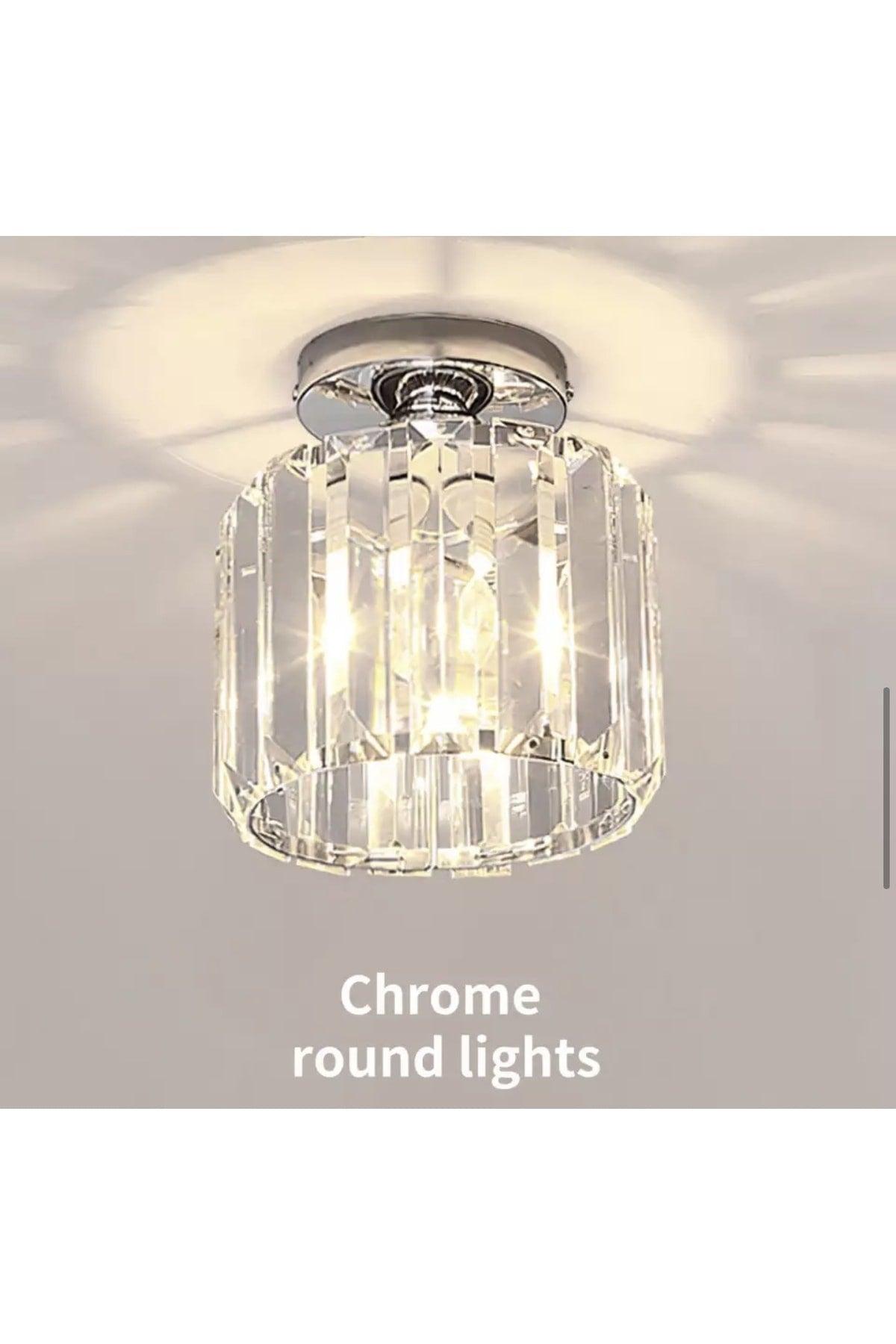 Luxury Ceiling Crystal Stone Chandelier Chrome Hall