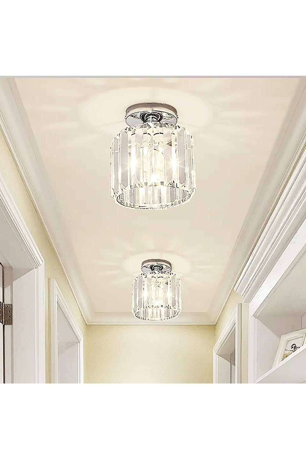 Luxury Ceiling Crystal Stone Chandelier Chrome Hall