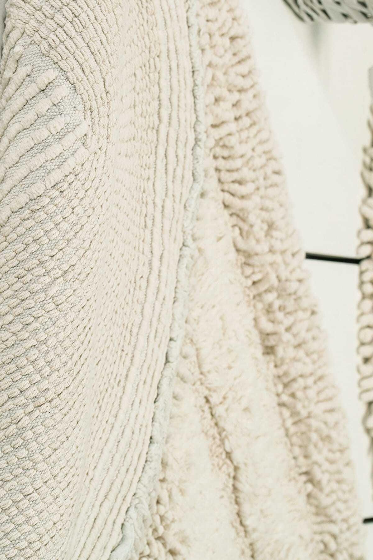 MACORONİ EKRU 2 PIECE SET Bathroom Carpet, Mat 100% Natural Cotton - Swordslife