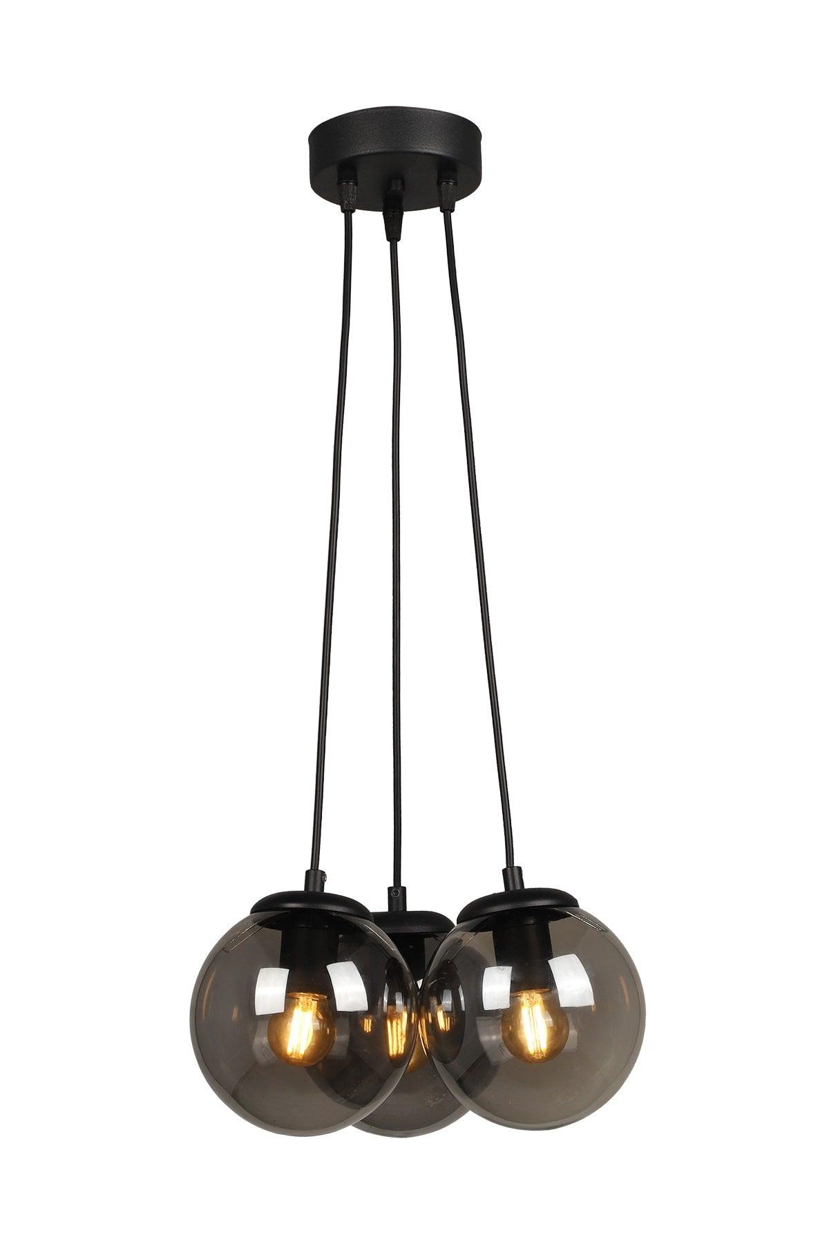 Malta 3rd Chandelier Black Smoked Glass - Swordslife