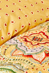 Manas Mustard 100% Cotton Double Duvet Cover Set - Swordslife