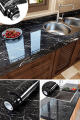 Marble Pattern Veneer Kitchen Bathroom Cabinet Counter Top Foil Black 60 X 100 - Swordslife