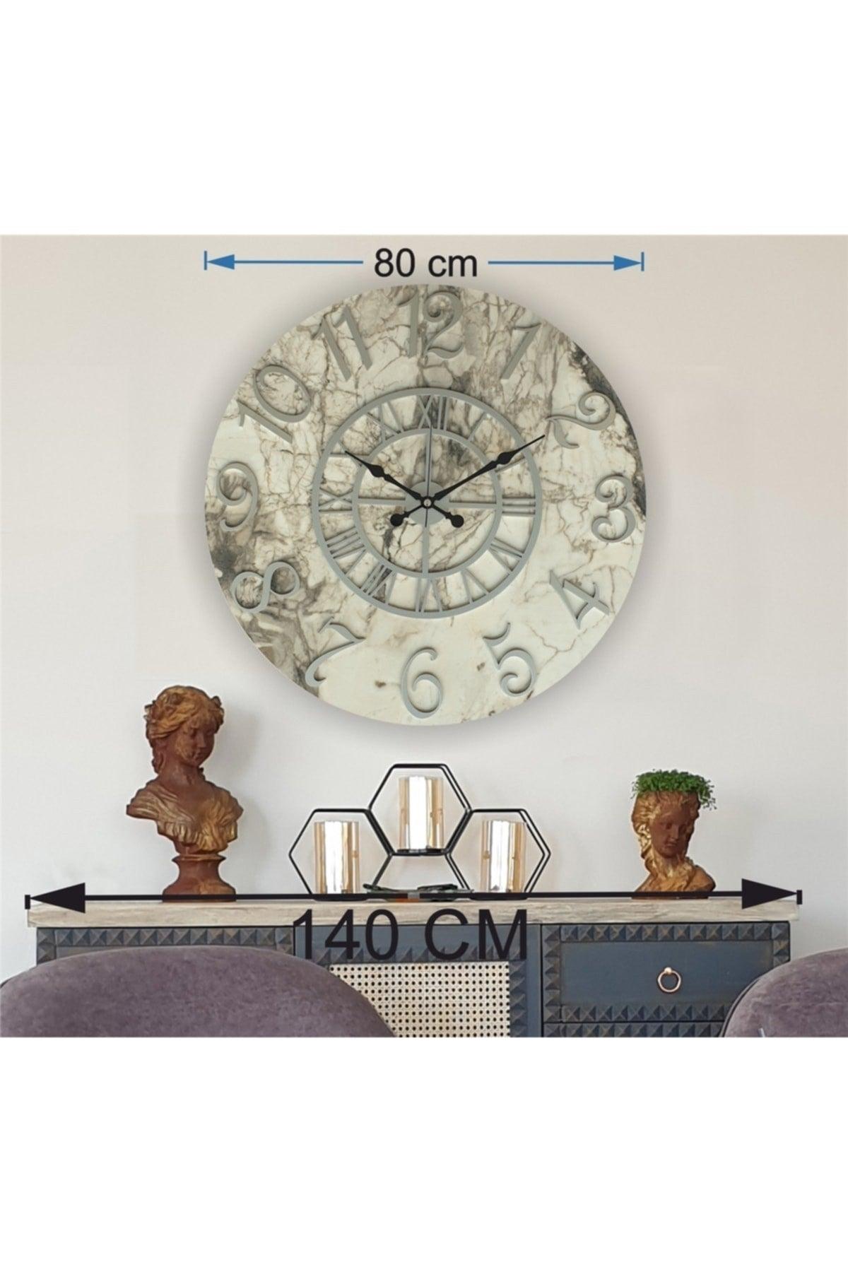 Marble Pattern Gray Color Wall Clock Diameter 80cm - Swordslife