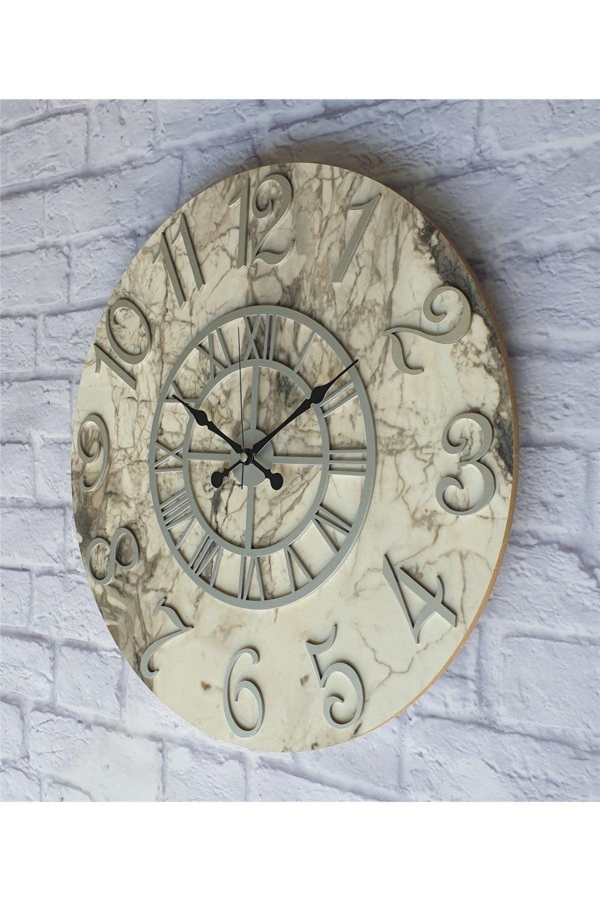 Marble Pattern Gray Color Wall Clock Diameter 80cm - Swordslife