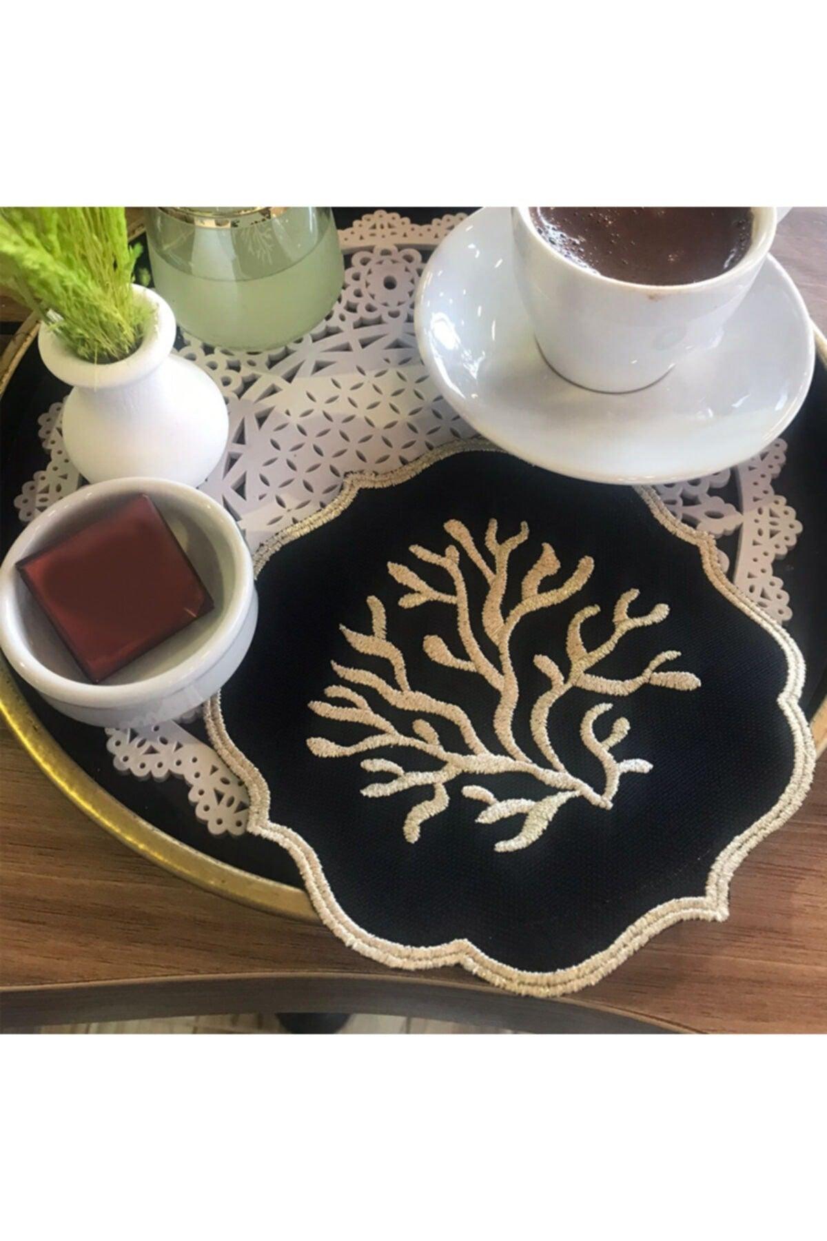 Marine Coral Gold Embroidered Presentation Napkin 1 Piece - Swordslife