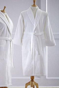 Thick Cotton Unisex Bathrobe in White