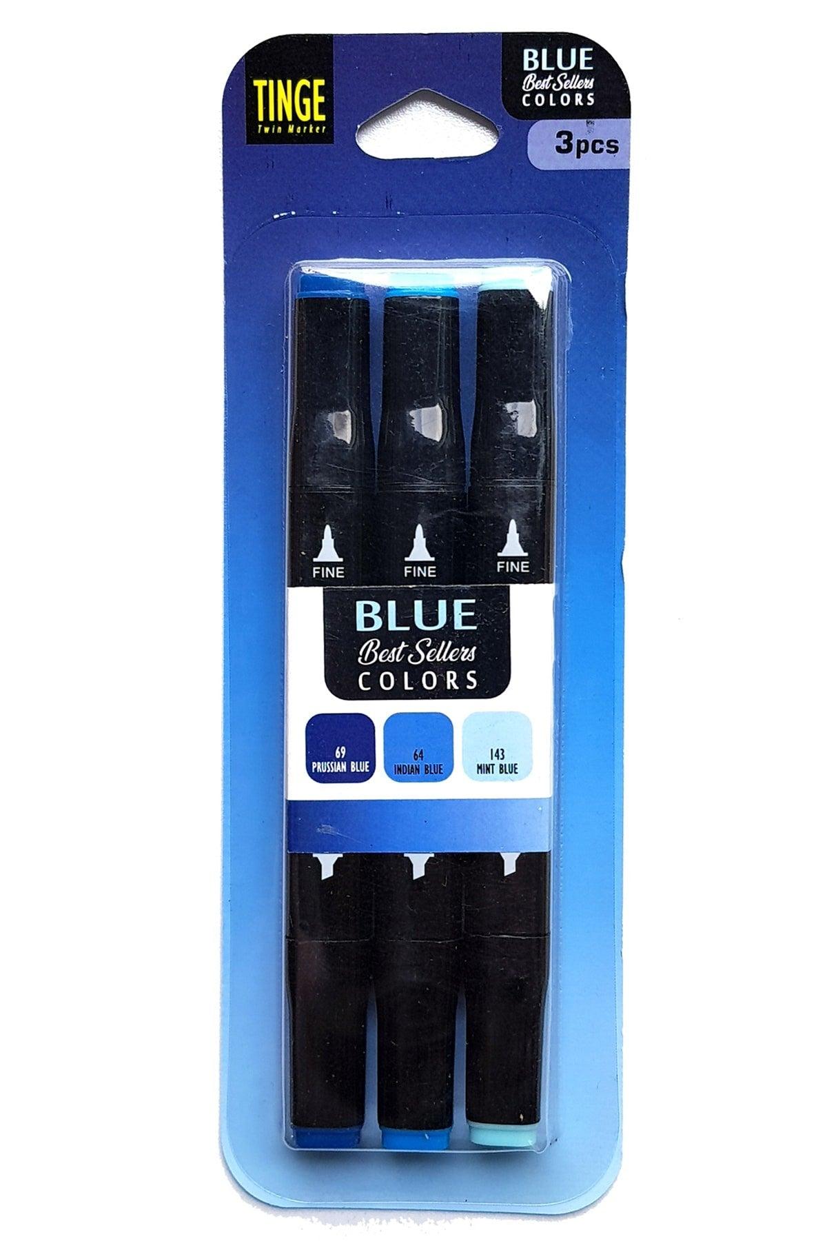 Marker Pen - Set of 3 Blue Blue Colors -