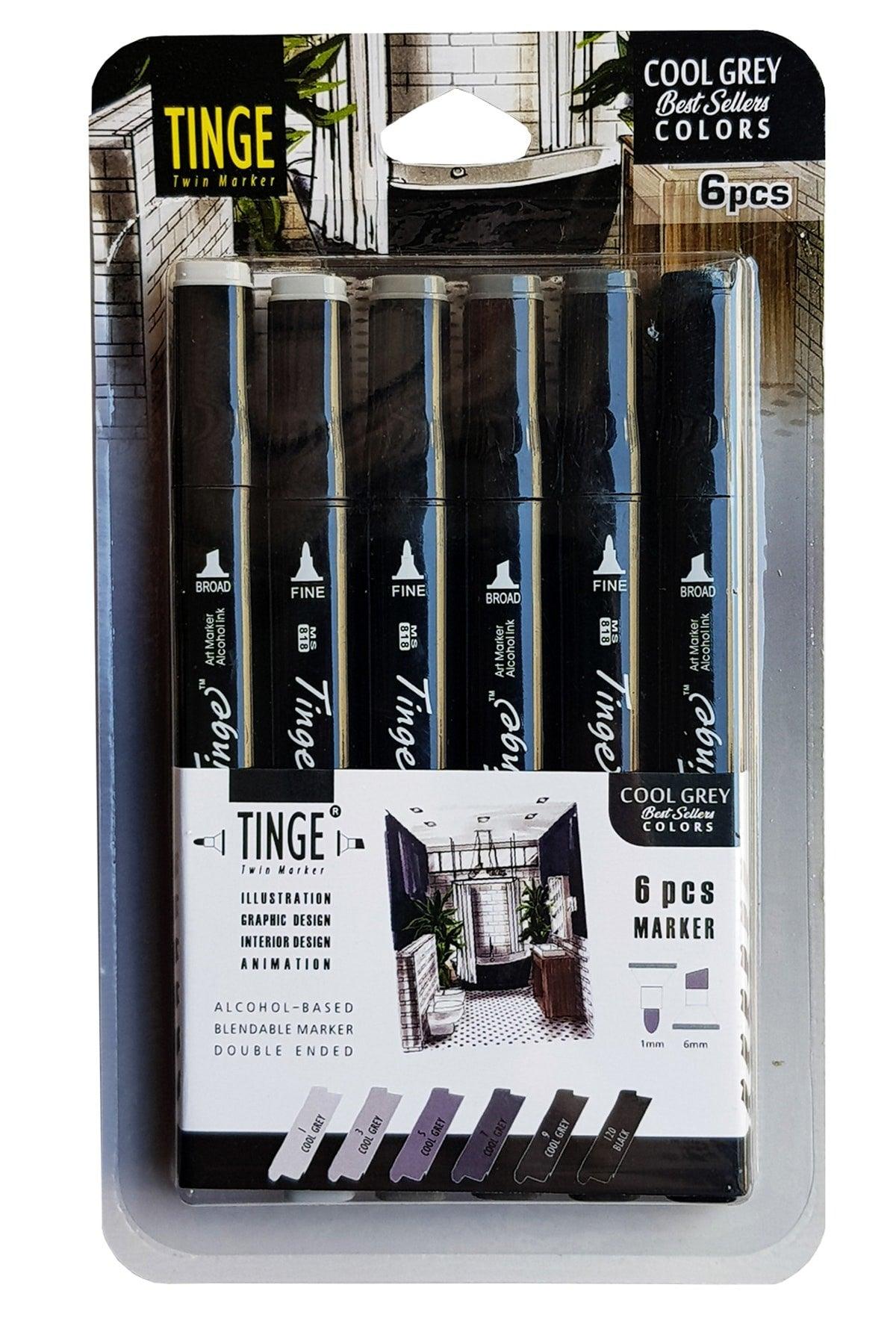 Marker Pen - Set of 6 Cool Gray Colors -