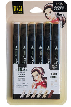 Dual-tip marker set with skin tones in 6 colors
