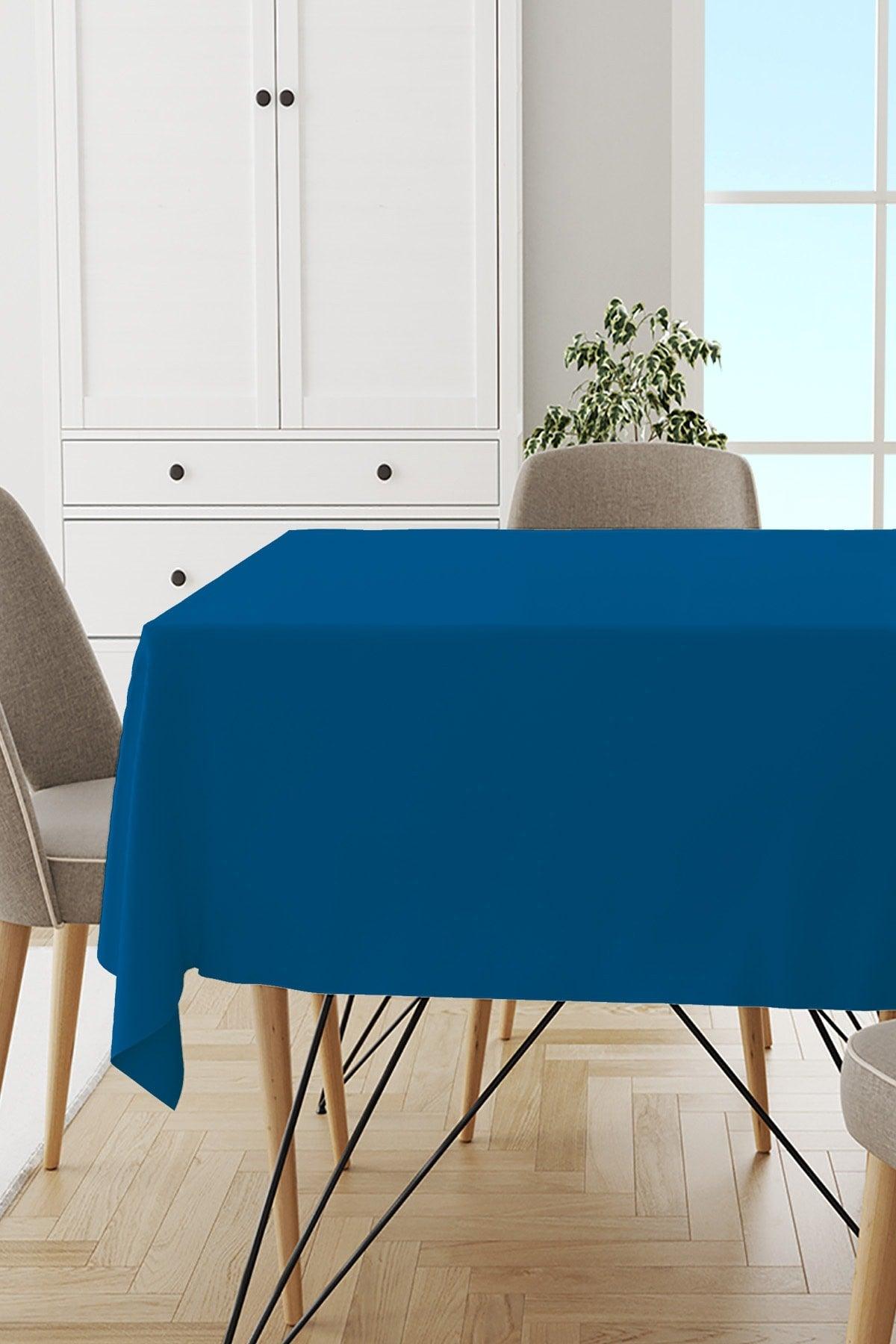 Blue Plain Table Cloth Thai Feather Velvet Stain Resistant Washable Woven Fabric Plain Solid Color Mso021 - Swordslife