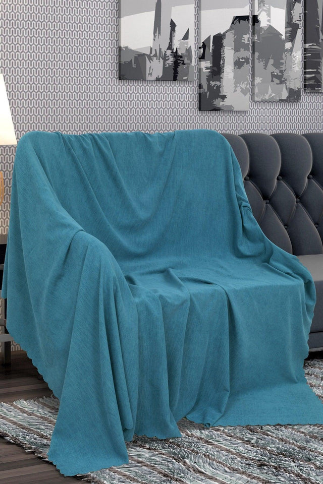 Blue Chenille Double Sided Sofa Sofa Cover Shawl - Swordslife