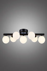 Mehir 7 Li Black Plafonyer White Glass Chandelier - Swordslife