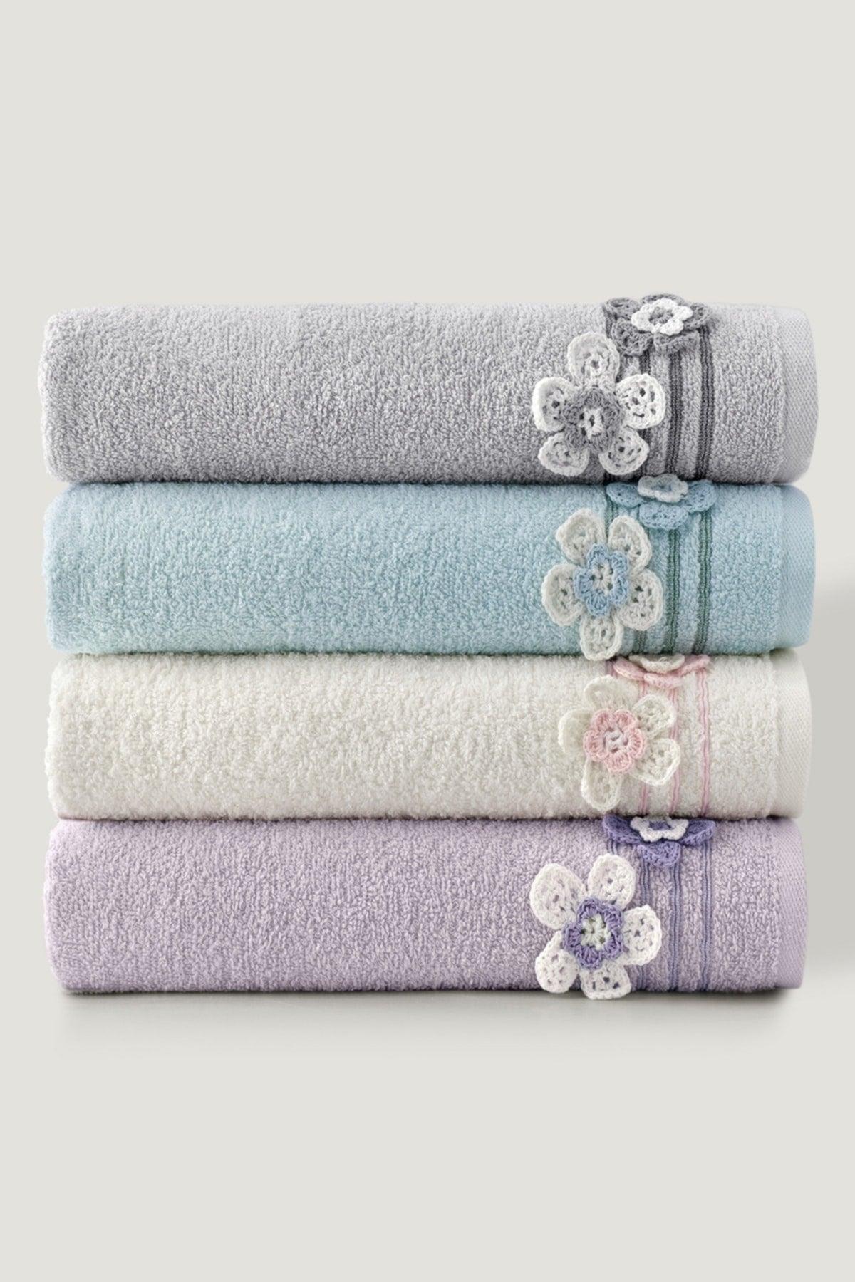 Melodi Hand Embroidered Towel Set 4 50x85 cm - Swordslife
