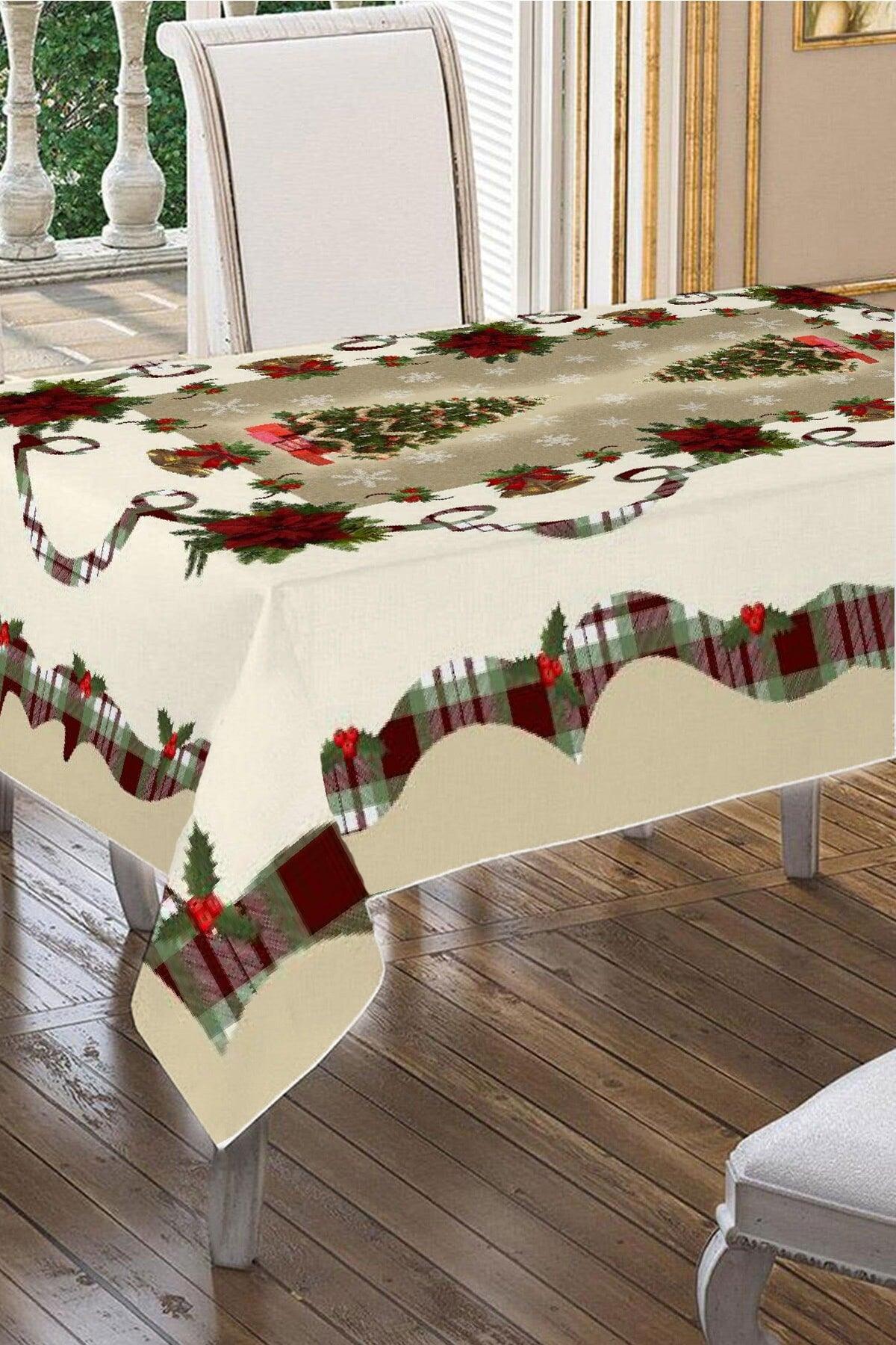 Merry Christmas Flowers And Pine Tree Patterned Table Cloth 160x220 - Swordslife