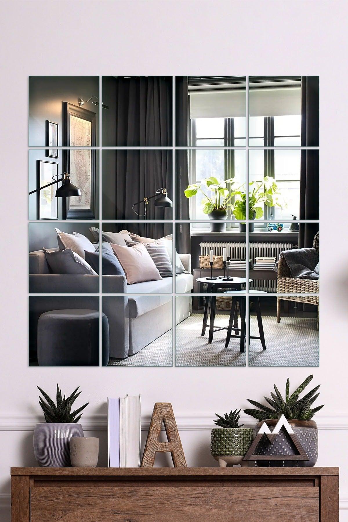 Mirror | 4 Pieces Square Decorative Wall Mirror 20x20Cm - Swordslife