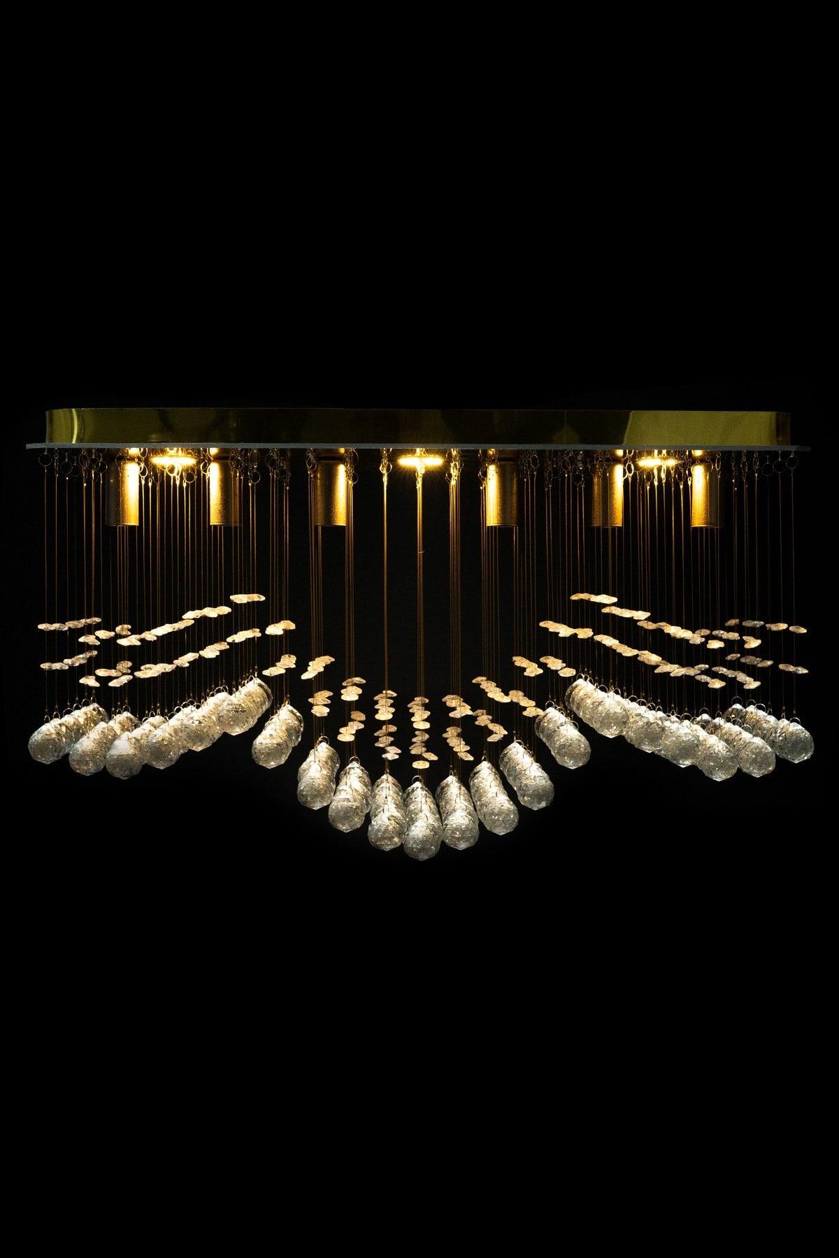 Modern Design 70*20 Cm / 6 Sockets Lux Model Crystal Stone Lined Chandelier - Swordslife