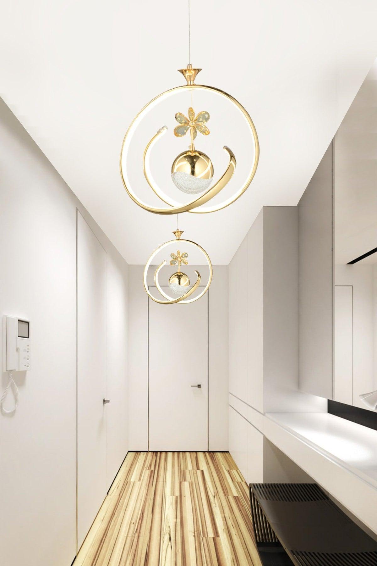 Modern Luxury Pendant Lamp Led Chandelier Gold Yellow Set of 2 - Swordslife