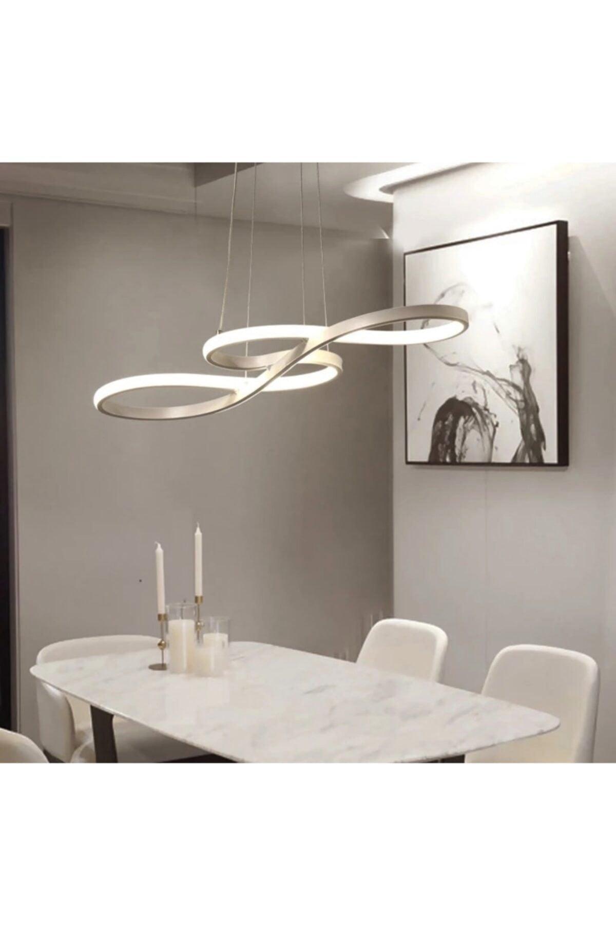 Modern Pendant Lamp Power Led Chandelier Chrome Concept Product White Light - Swordslife