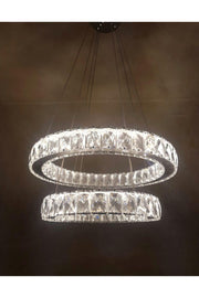 Modern Silver Pendant Lamp Crystal Stone 3 Color Led (White Yellow Daylight) Chandelier 40cm 30cm - Swordslife