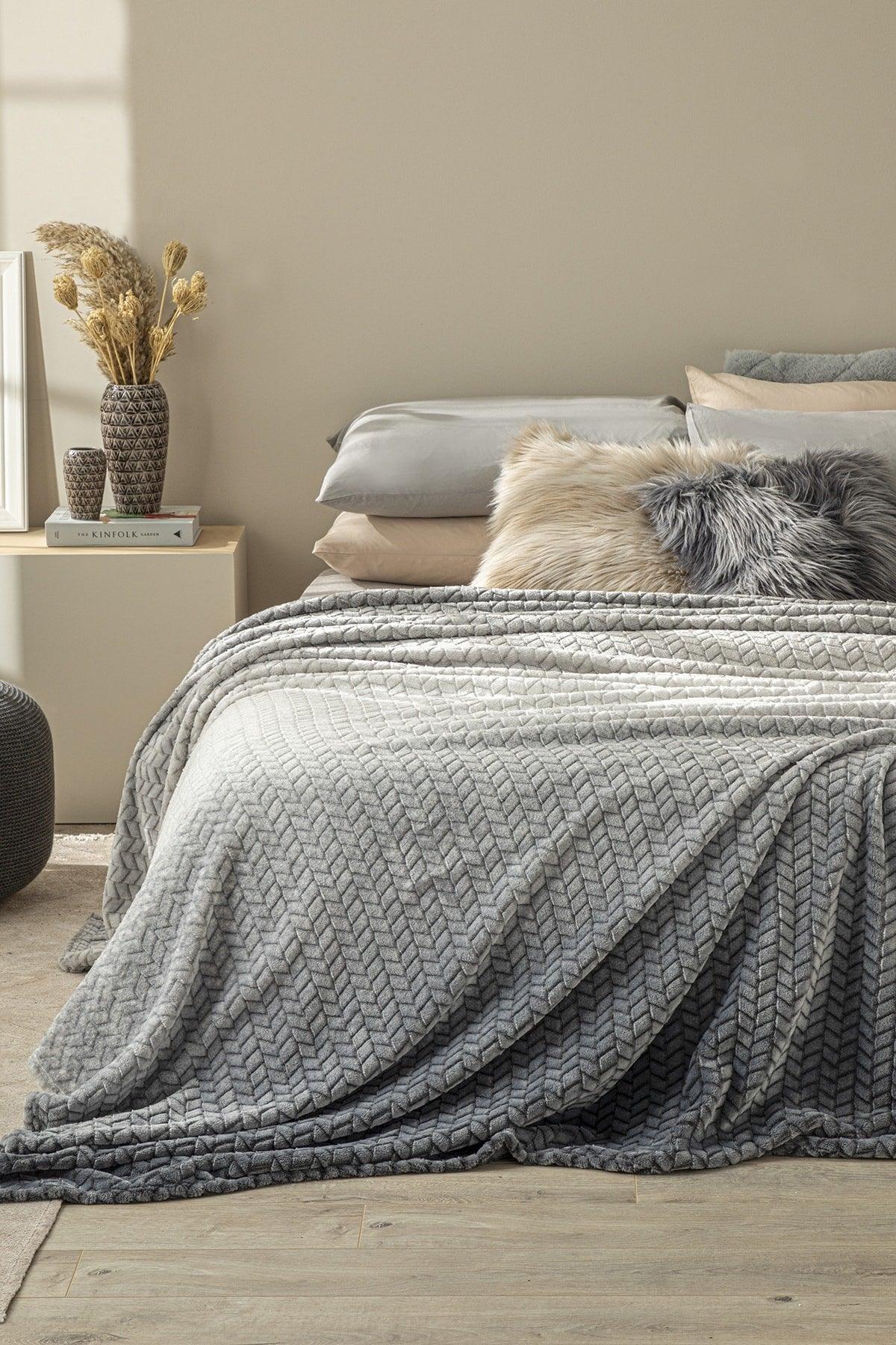 Moonlight Ombre Super Soft Double Blanket 200x220 Cm Grey-Anthracite - Swordslife