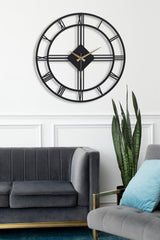 Muyika Roma Elegante Metal Black Silent Mechanism Wall Clock 50x50cm Mds-50 - Swordslife