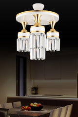 Nairobi 4 Pcs White Plafonyer Crystal Stone Yellow Striped Cylinder Downward Facing Luxury Chandelier - Swordslife