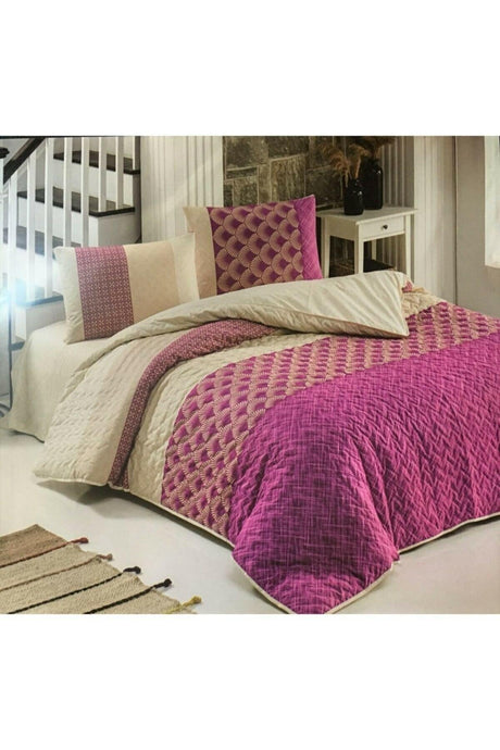 Nil Plum 4 Seasons Quilted Double Duvet Cover Set - Swordslife