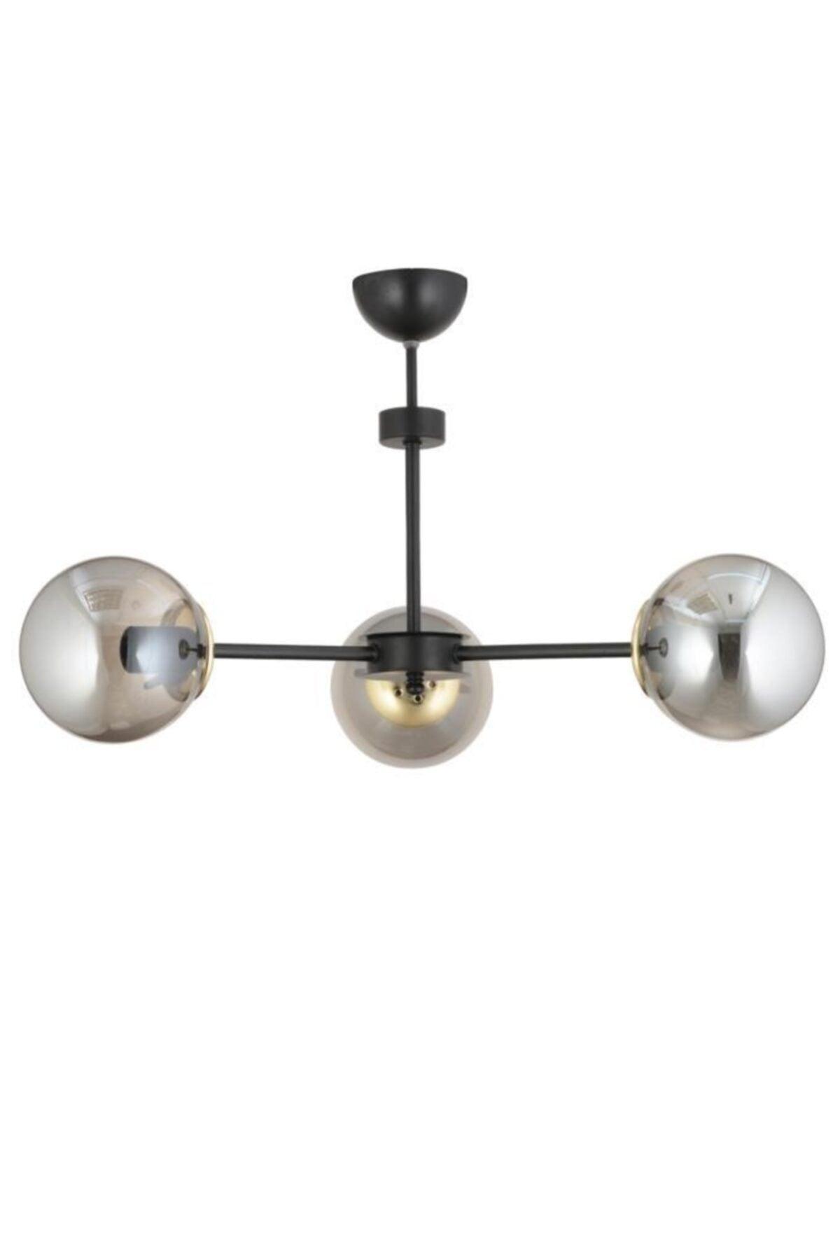 Nisa Triple Black Yellow Globe Glass Chandelier - Swordslife