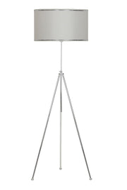 Noa Chrome Plated Tripod Height Adjustable Metal Floor Lamp - White with Chrome Strip - Swordslife