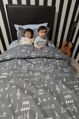 Musical Note Patterned Young Music Elastic Bed Linen Single Duvet Cover Set - Swordslife