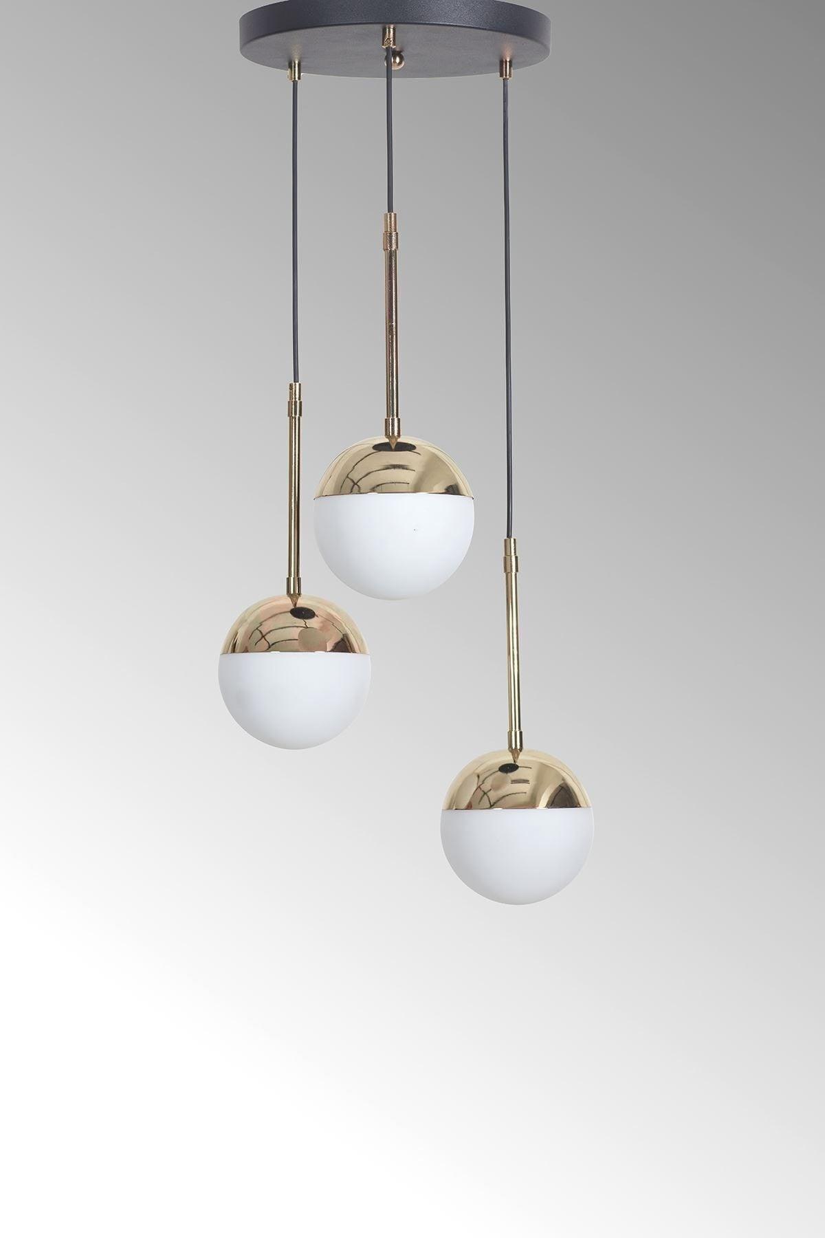 Nova 3 Lü Gold-black Metal Body White Color Glass Design Luxury Pendant Lamp Chandelier - Swordslife