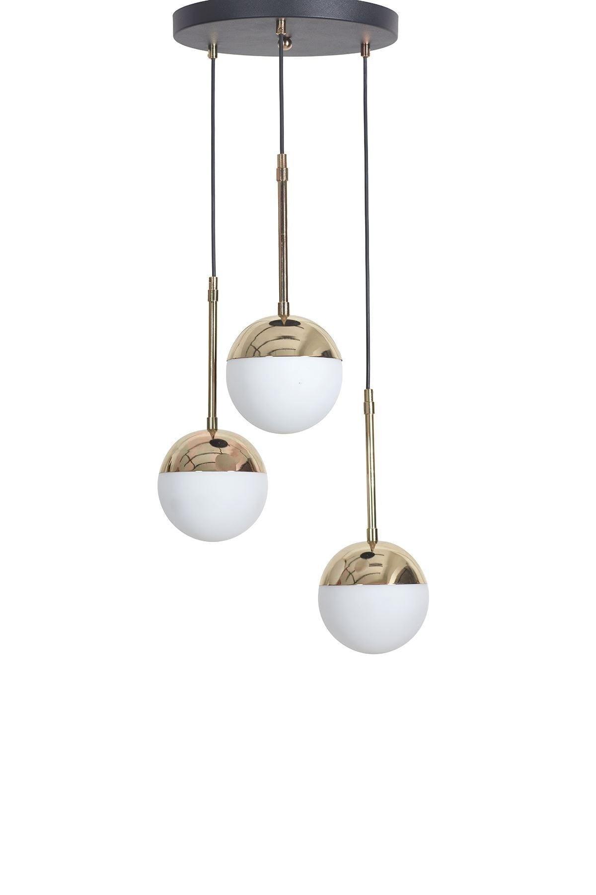 Nova 3 Lü Gold-black Metal Body White Color Glass Design Luxury Pendant Lamp Chandelier - Swordslife