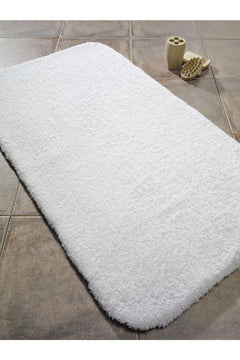60x100cm white plush bath mat with non-slip sole