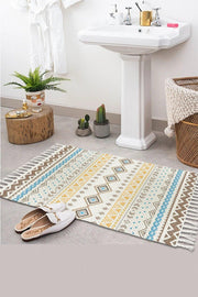 Osso Patterned Washable Modern Single Bath Mat Carpet Vintage Woven Rug 50x80cm Byns-07 - Swordslife