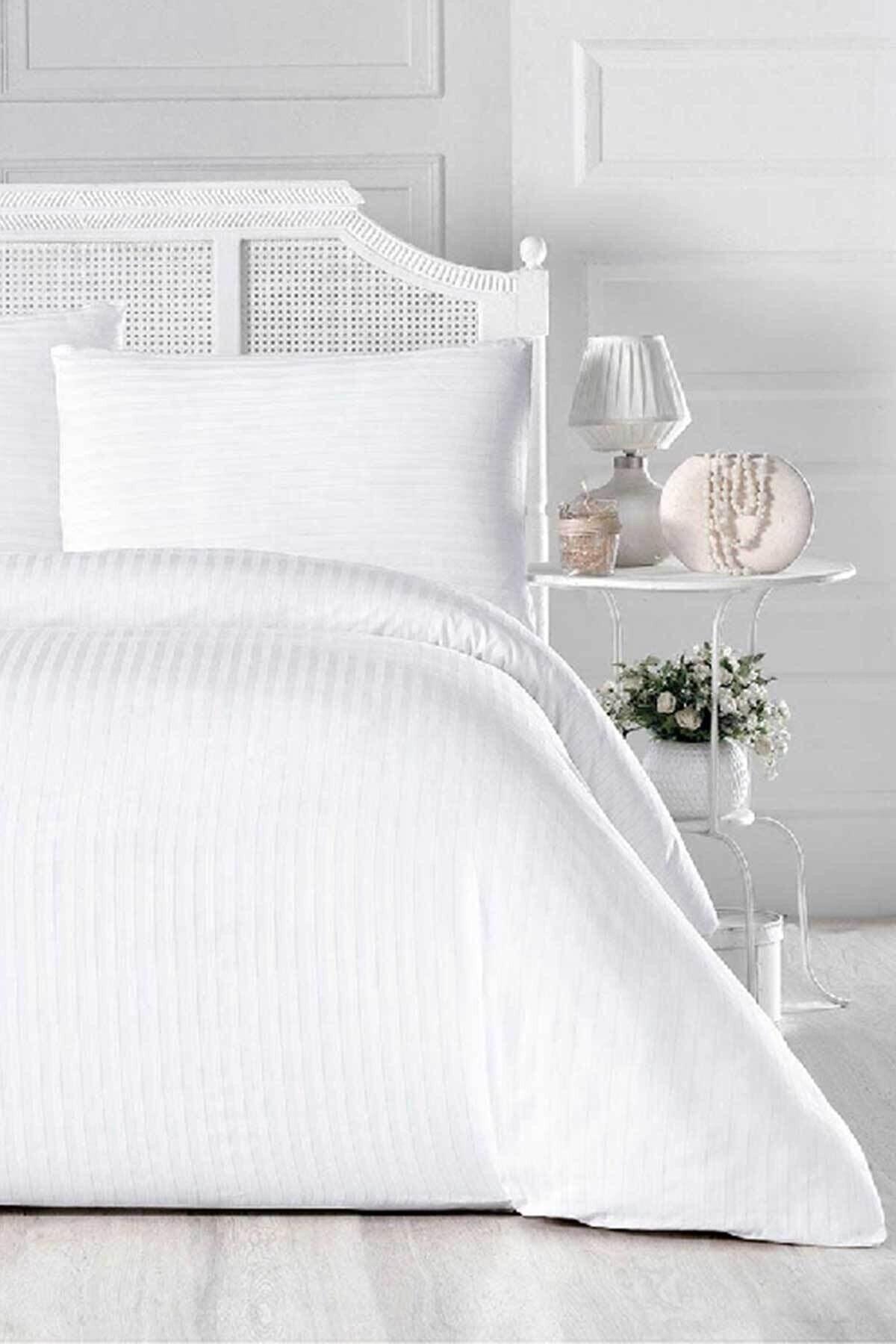 Hotel Cotton Satin White Double Duvet Cover Set - Swordslife