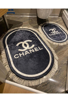 Oval Bathroom Mat & Closet Front Set – Anti‑Bacterial, Non‑Slip, Machine‑Washable