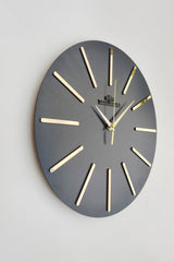 Special Decorative Mirrored Wall Clock Black & Gold Silent Mechanism 37x37cm - Swordslife