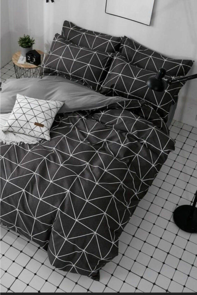 Cotton Geometry Single Duvet Cover Set - Swordslife